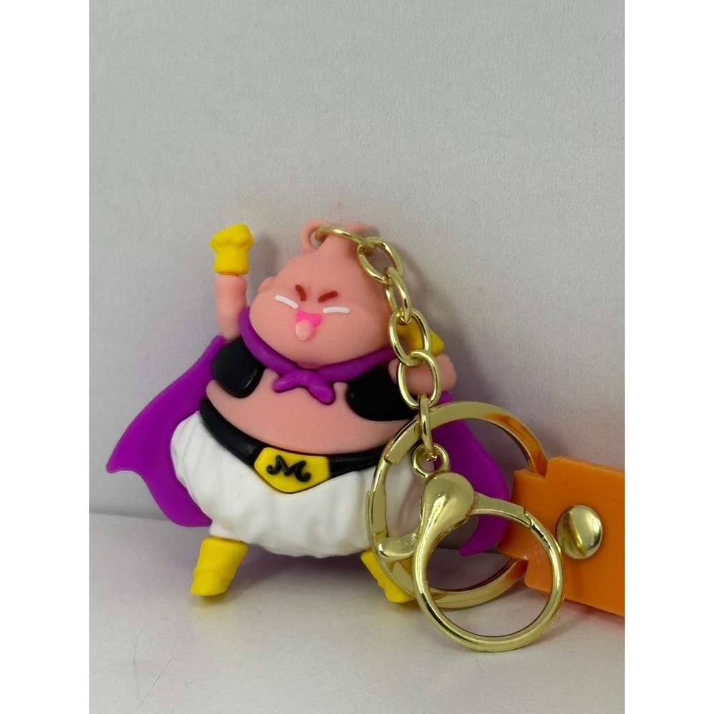Dragon Ball Z Majin Buu Rubber Keychain Pink Fat Buu Figure with Orange Strap - Picture 2 of 6